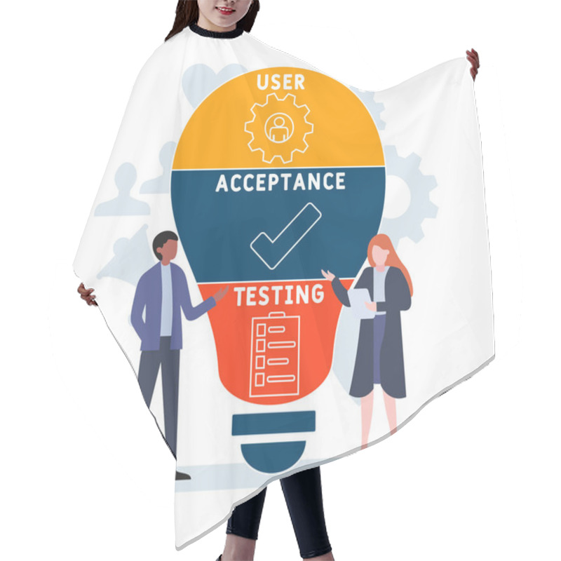 Personality  Flat Design With People. UAT - User Acceptance Testing  Acronym, Business Concept Background.   Vector Illustration For Website Banner, Marketing Materials, Business Presentation, Online Advertising. Hair Cutting Cape