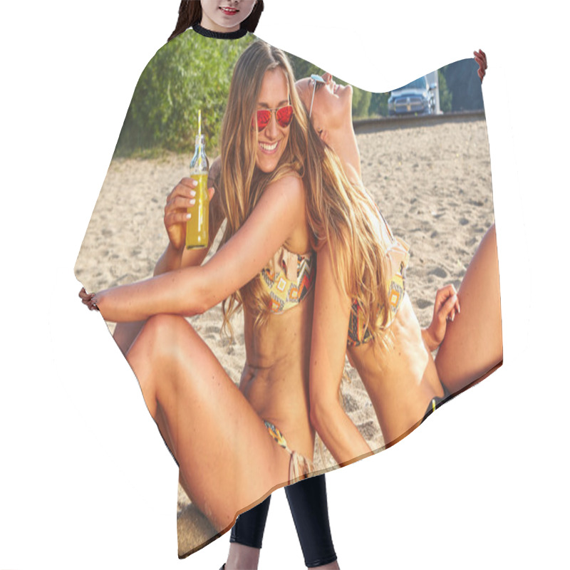 Personality  Summer Holidays And Vacation, Girls In Bikinis With Drinks Hair Cutting Cape