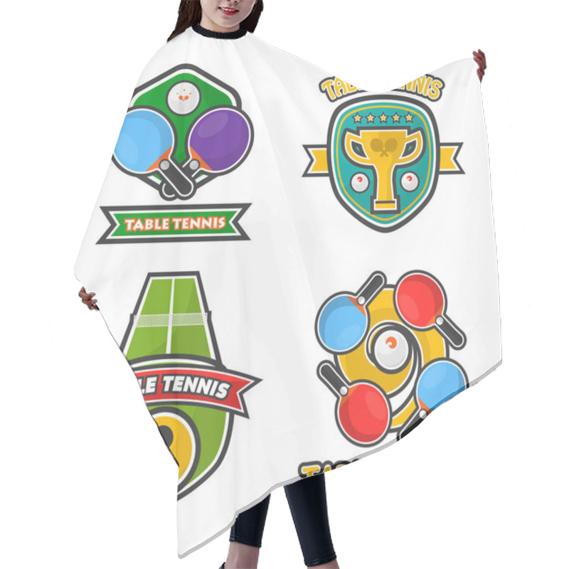 Personality  Ping Pong Table Tennis Club Logos Hair Cutting Cape