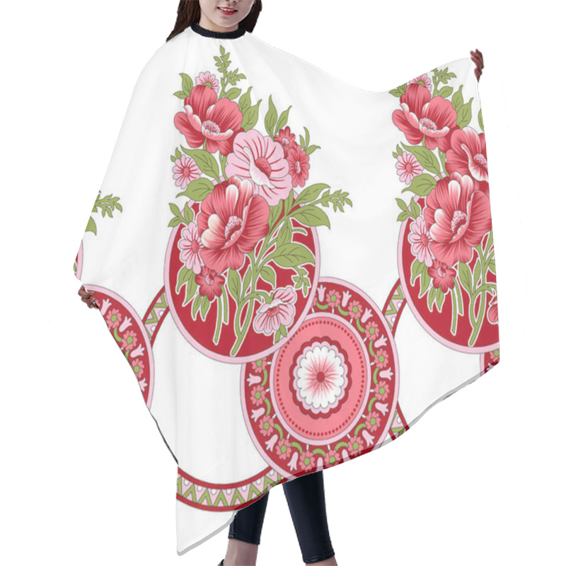 Personality  Seamless Floral Border Design With Traditional Asian Design Elements Hair Cutting Cape