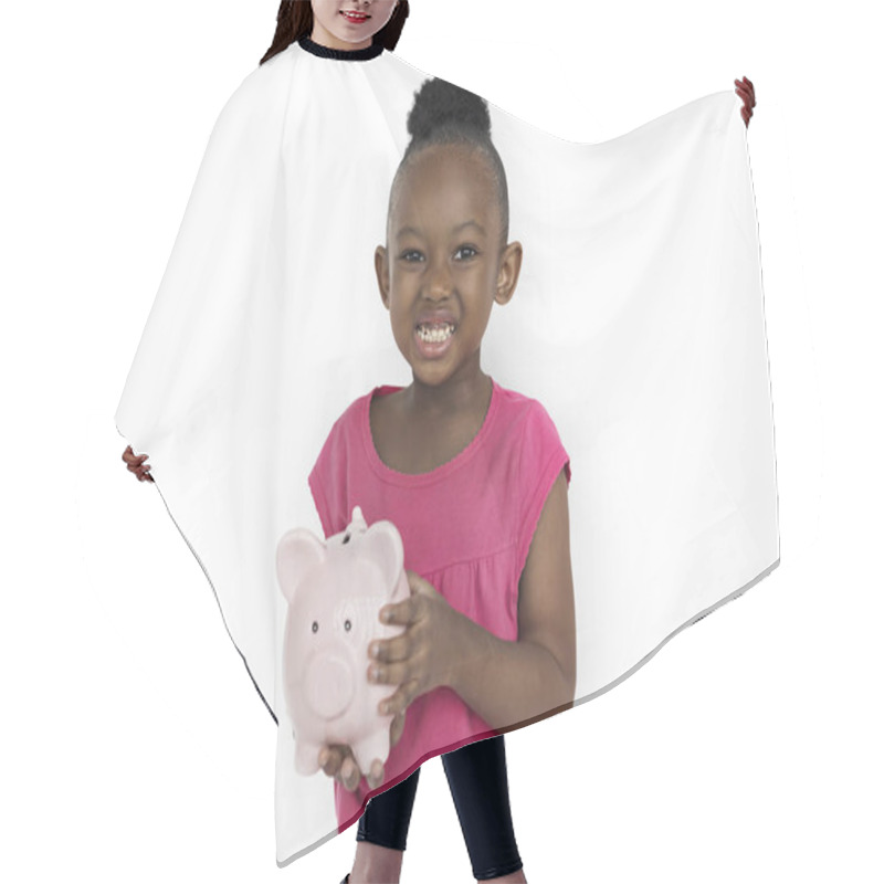 Personality  Girl Holding Pig Money Box Hair Cutting Cape