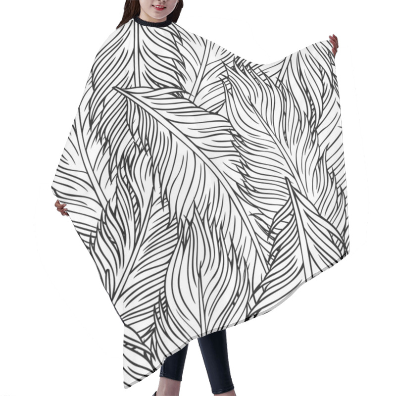 Personality  Hand-drawn Feathers Hair Cutting Cape