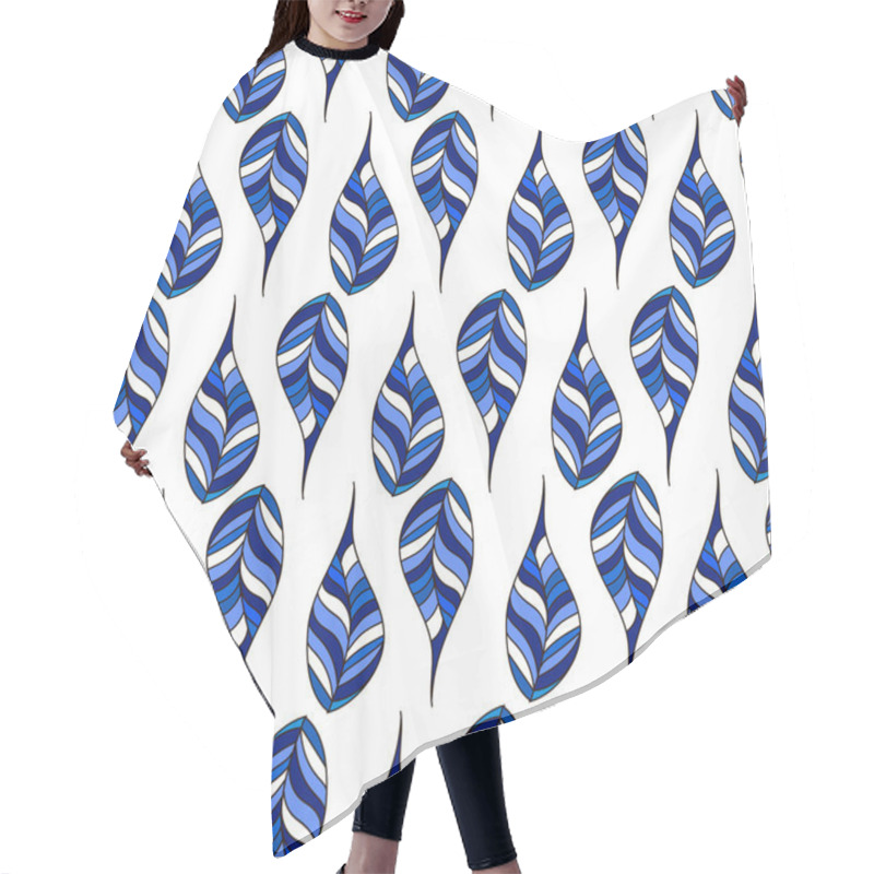 Personality  Endless Texture With Blue Doodle Leaves Hair Cutting Cape