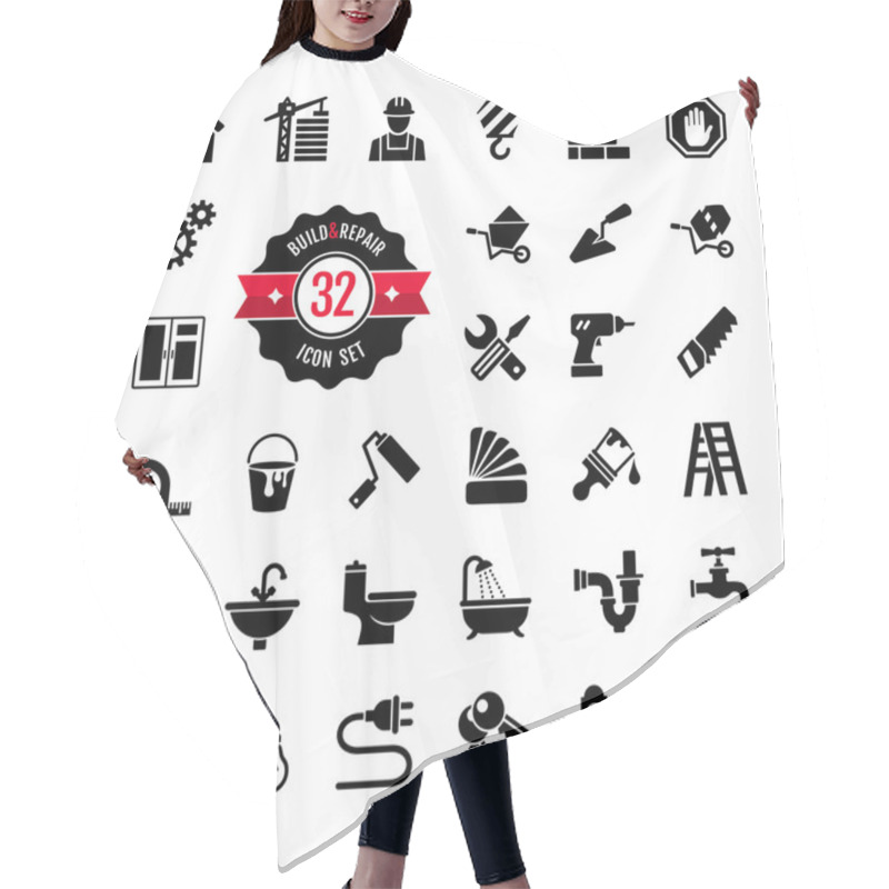 Personality  Web Icon Set - Building, Construction And Home Repair Tools Hair Cutting Cape