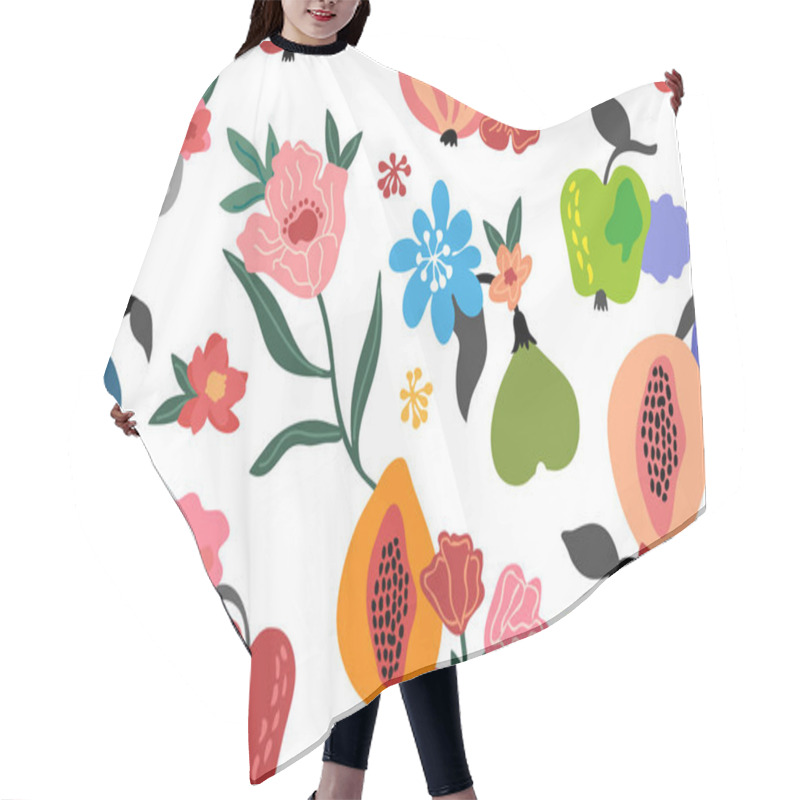 Personality  Fruits And Flowers. Swimwear Textile Collection. Hair Cutting Cape