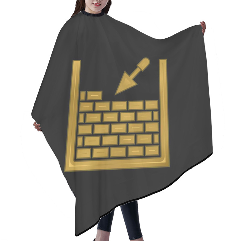 Personality  Brickwork Gold Plated Metalic Icon Or Logo Vector Hair Cutting Cape