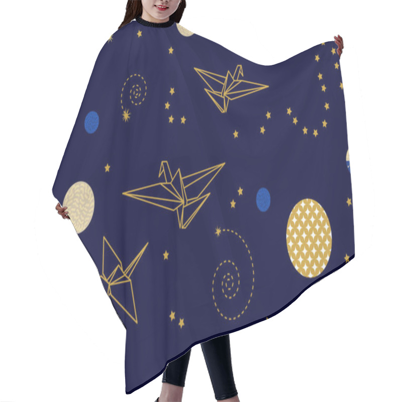 Personality  Fantasy Origami Flying In The Dark Sky.   Hair Cutting Cape