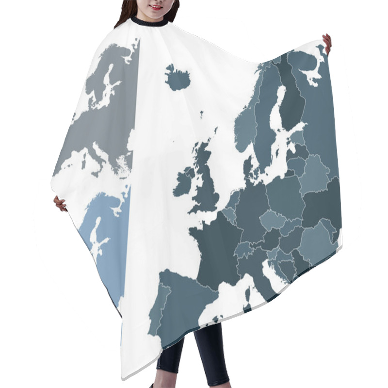 Personality  Set Of Europe Vector Highly Detailed Maps Hair Cutting Cape