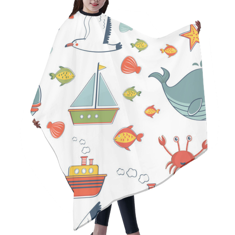 Personality  Marine Pattern Hair Cutting Cape