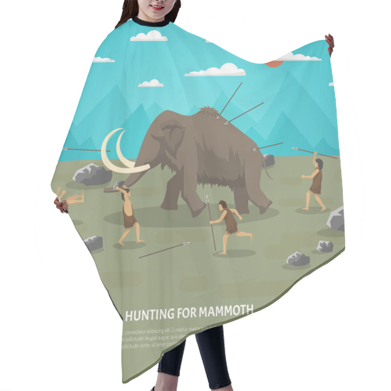 Personality  Mammoth Hunting Illustration Hair Cutting Cape