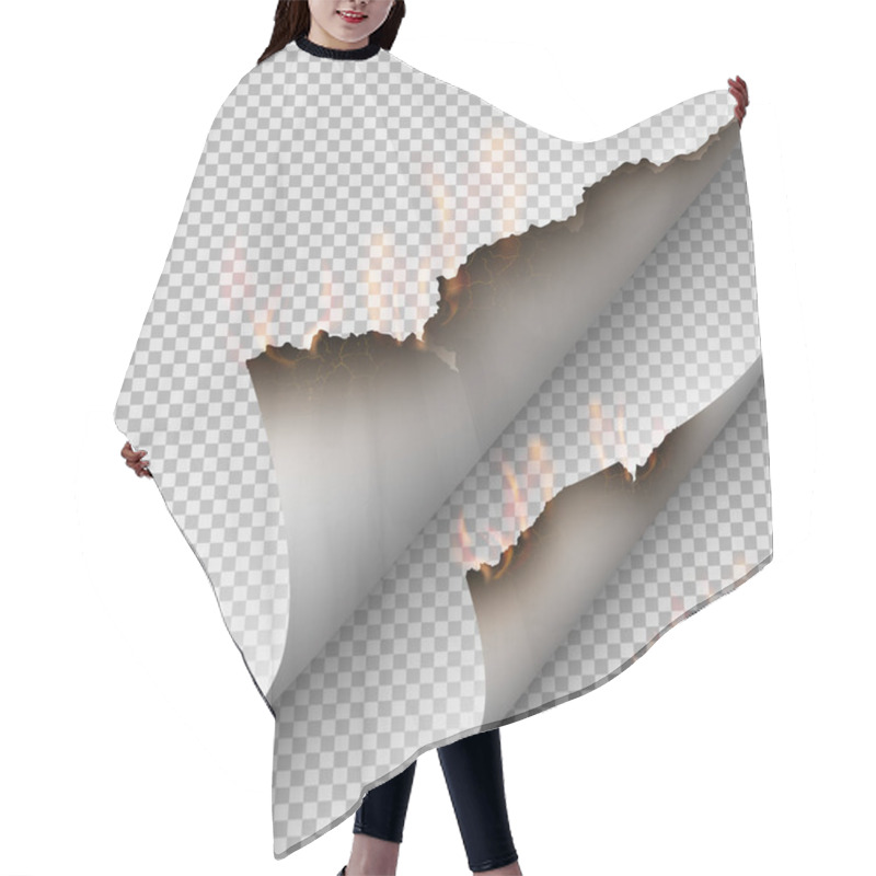 Personality  Transparent Design Burning Templates Torn Paper With Fire Hair Cutting Cape