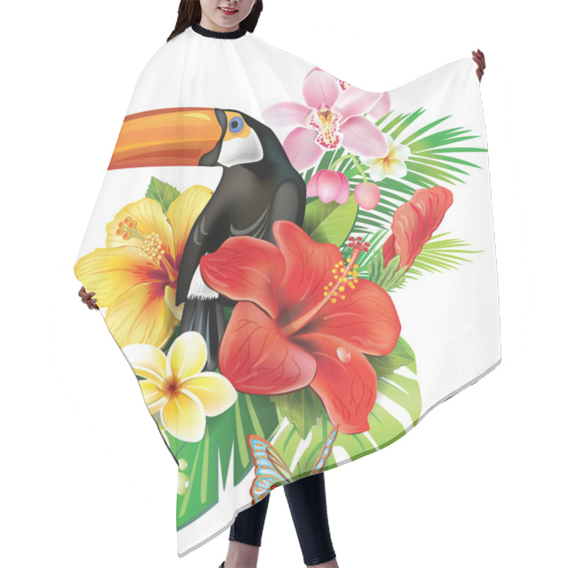 Personality  Tropical Flowers And Toucan Hair Cutting Cape