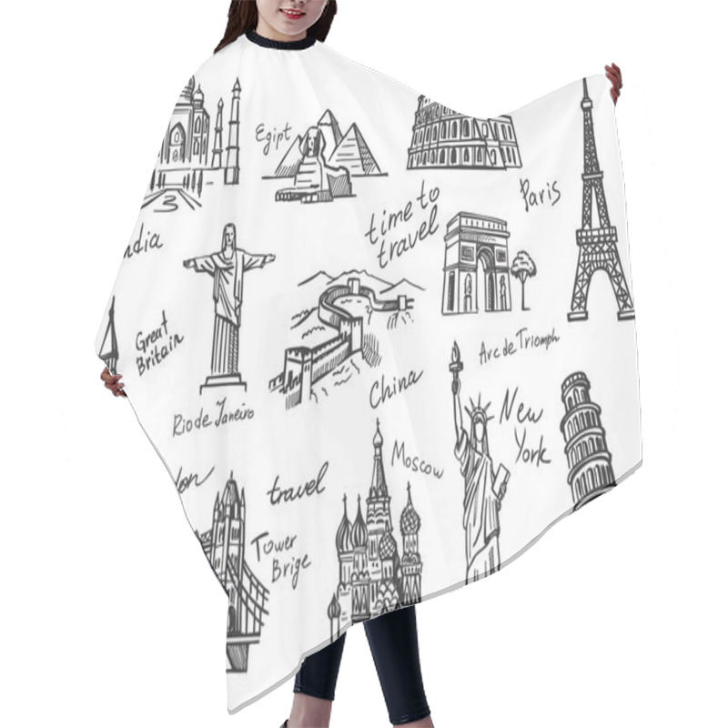 Personality  Travel Icon Sketch Hair Cutting Cape