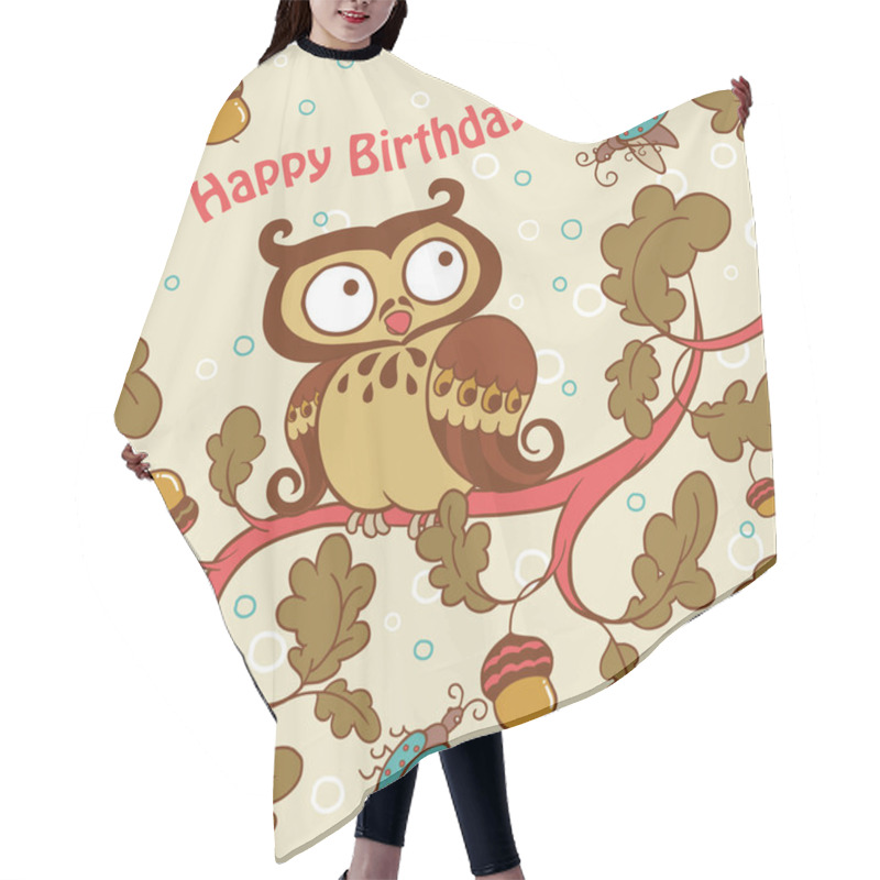 Personality  Old Owl Card Hair Cutting Cape