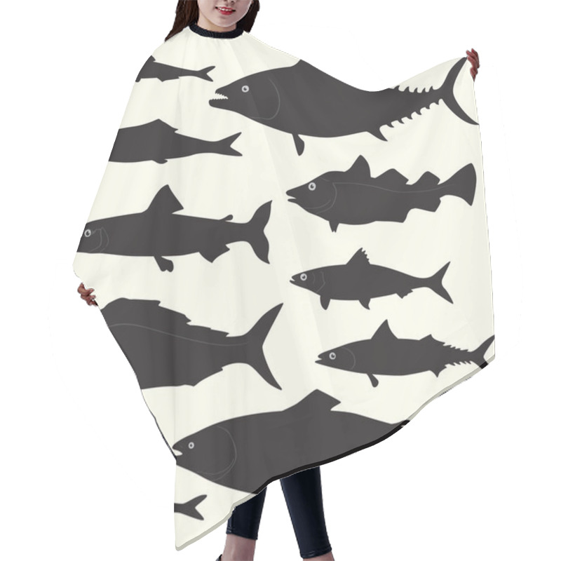 Personality  Set Of Fish Silhouettes Hair Cutting Cape