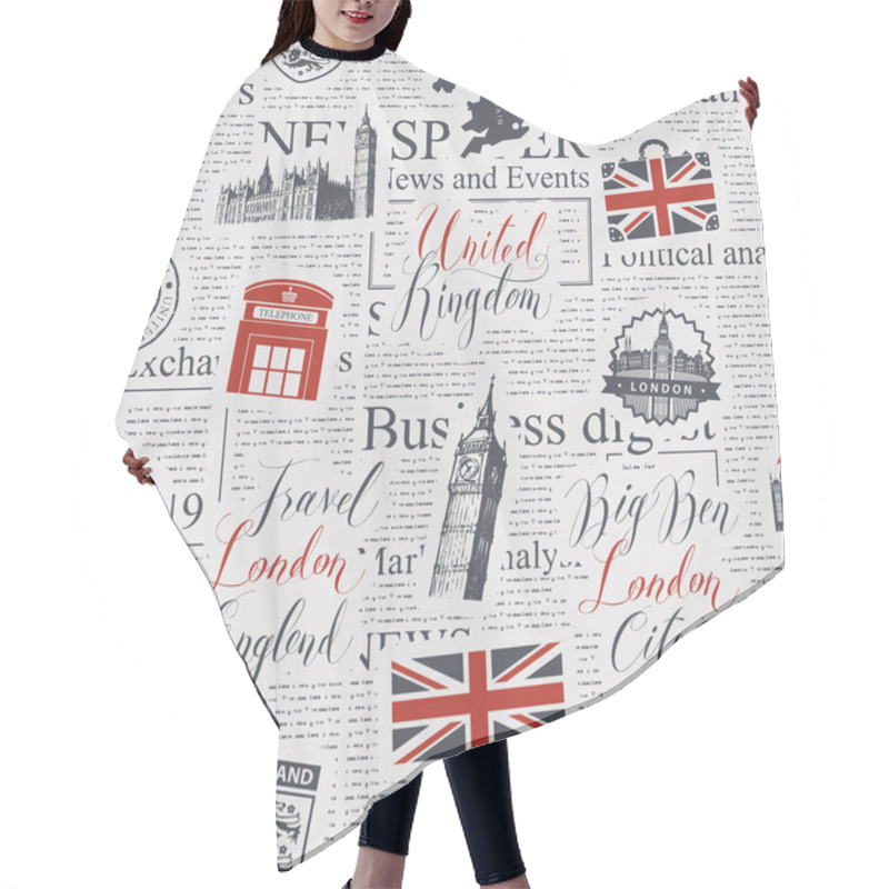 Personality  Seamless Background On Theme Of UK And London Hair Cutting Cape