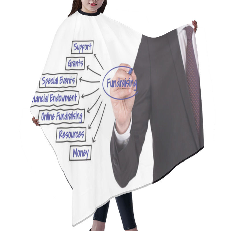 Personality  Businessman Writing On White Board Hair Cutting Cape