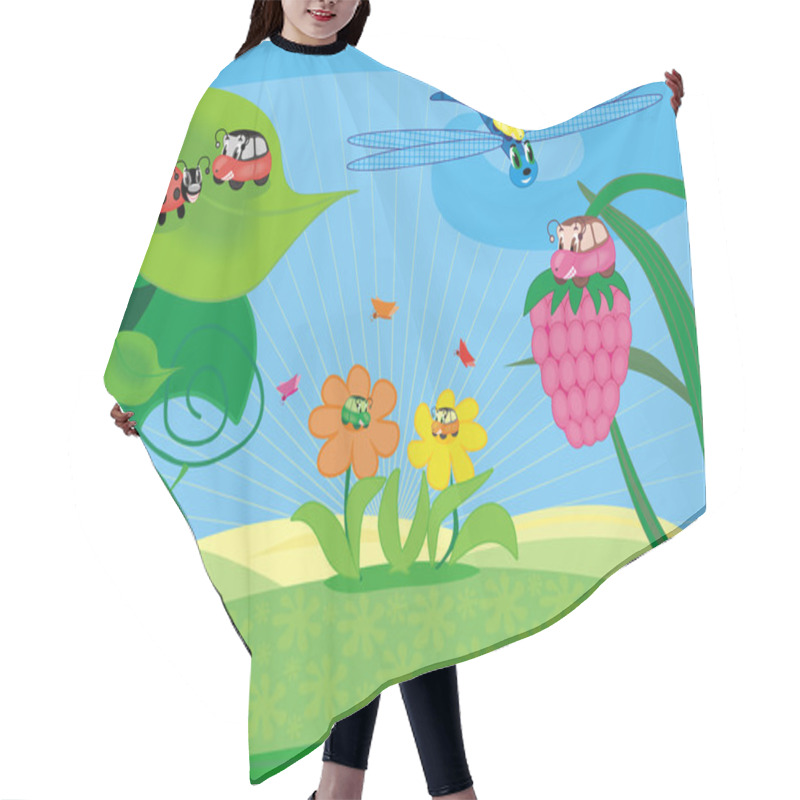 Personality  Cartoon Insects In The Garden  Hair Cutting Cape