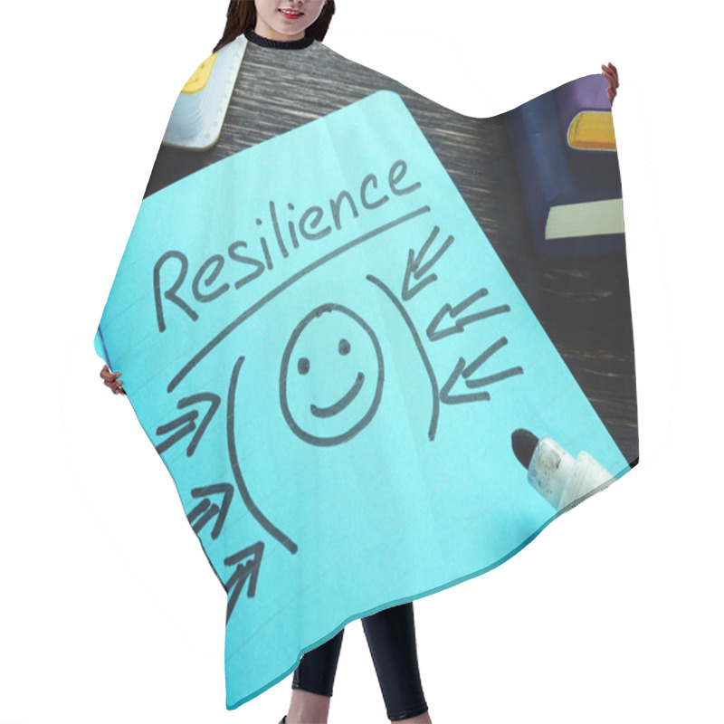 Personality  Handwritten Word Resilience In The Blue Notebook. Hair Cutting Cape