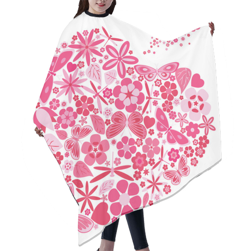 Personality  Holiday Heart With Flowers And Butterflies Hair Cutting Cape