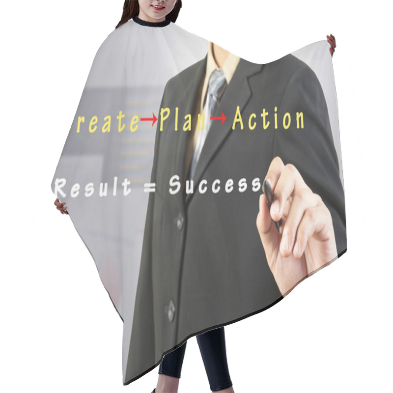 Personality  Businessman Draw Success Flow Chart Hair Cutting Cape