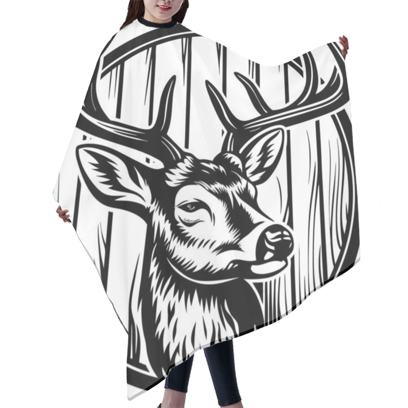 Personality  Vector Black Deer Head With Horns. Hair Cutting Cape