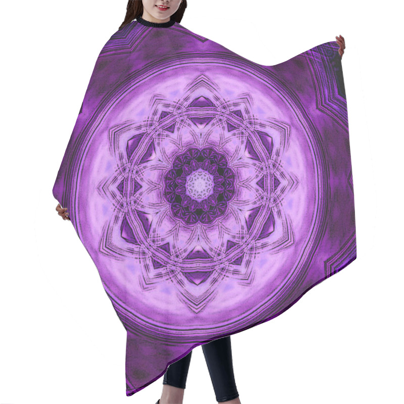 Personality  Silk Scarf Pattern With Paisley. Indigo Mandala Pattern. Turkish Arabesque Ultra Violet Motif. Round Colorful Floral Ornament In Oriental Pattern. Hair Cutting Cape