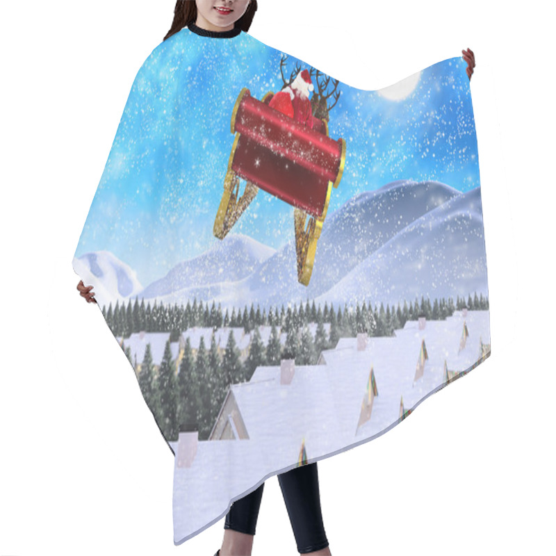 Personality  Composite Image Of Santa Flying His Sleigh Hair Cutting Cape