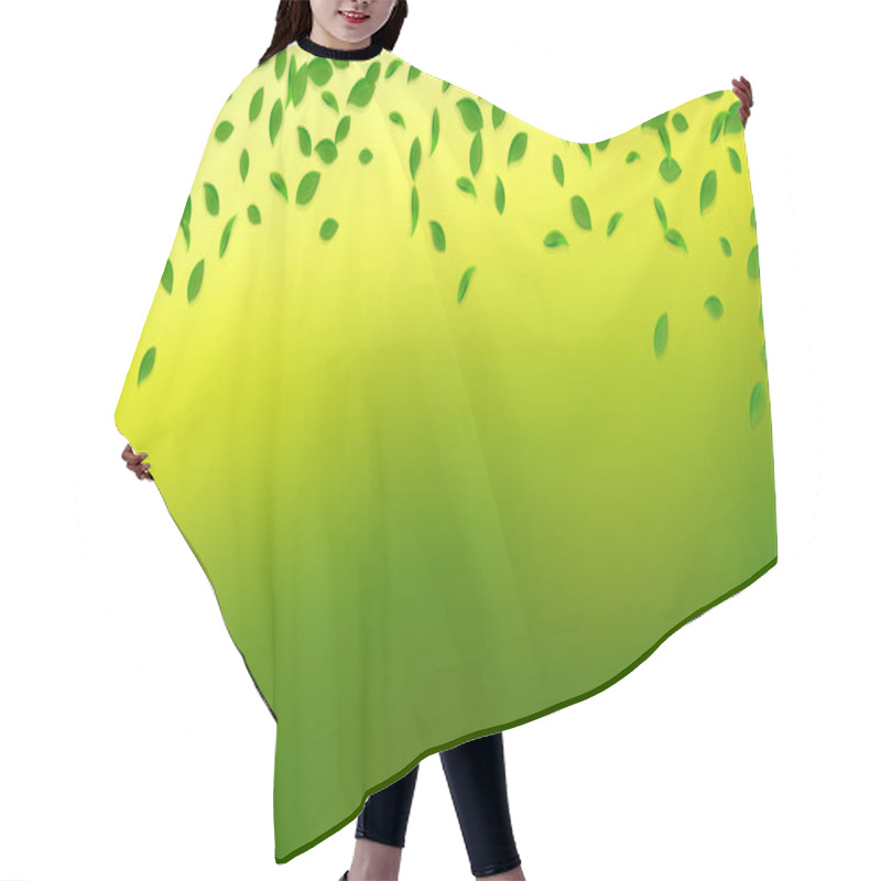 Personality  Falling Green Leaves. Fresh Tea Chaotic Leaves Fly Hair Cutting Cape