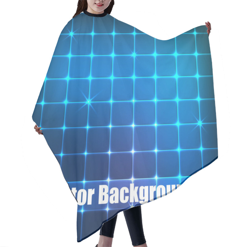 Personality  Vector Background With Blue Squares. Hair Cutting Cape