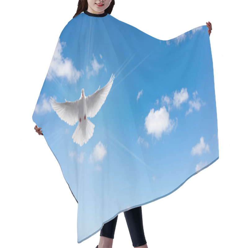 Personality  White Dove In A Blue Sky Symbol Of Faith  Hair Cutting Cape