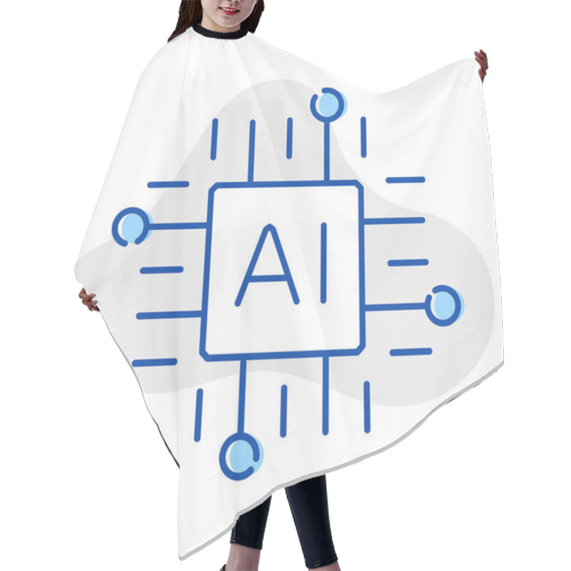 Personality  Ai Artificial Intelligence Icon In Filled Outline Style. Hair Cutting Cape