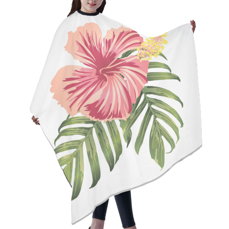 Personality  Vector Green Palm Leaf.  Hair Cutting Cape