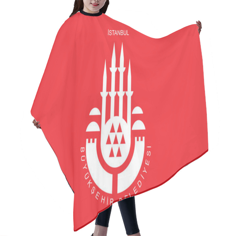 Personality  City Flag Of Istanbul Vector Illustration Isolated. Turkey, Coat Of Arms Of Flag Istanbul Town. Costantinopole Former Historic Name. Hair Cutting Cape