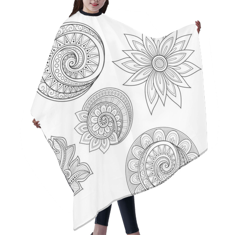 Personality  Abstract Contour Floral Elements Hair Cutting Cape