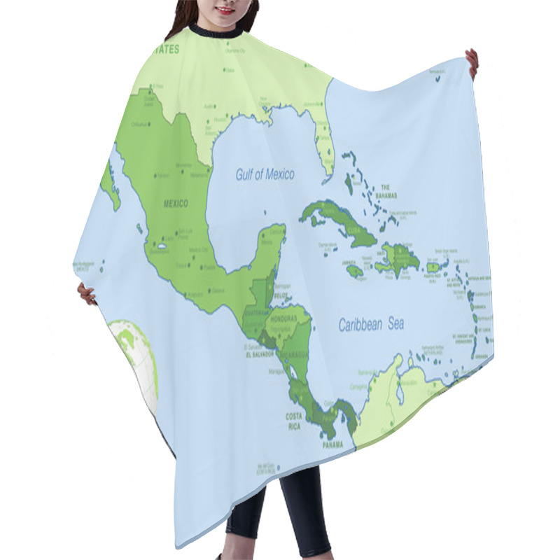 Personality  High Detail Central America Green Vector Map Set Hair Cutting Cape