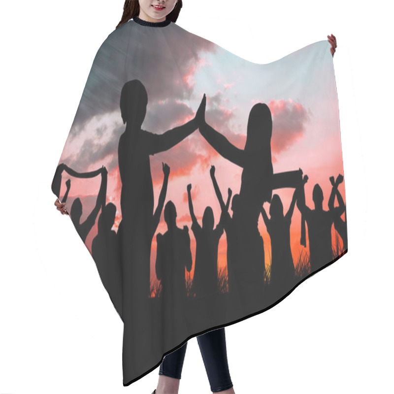 Personality  Silhouettes Of Football Supporters Hair Cutting Cape