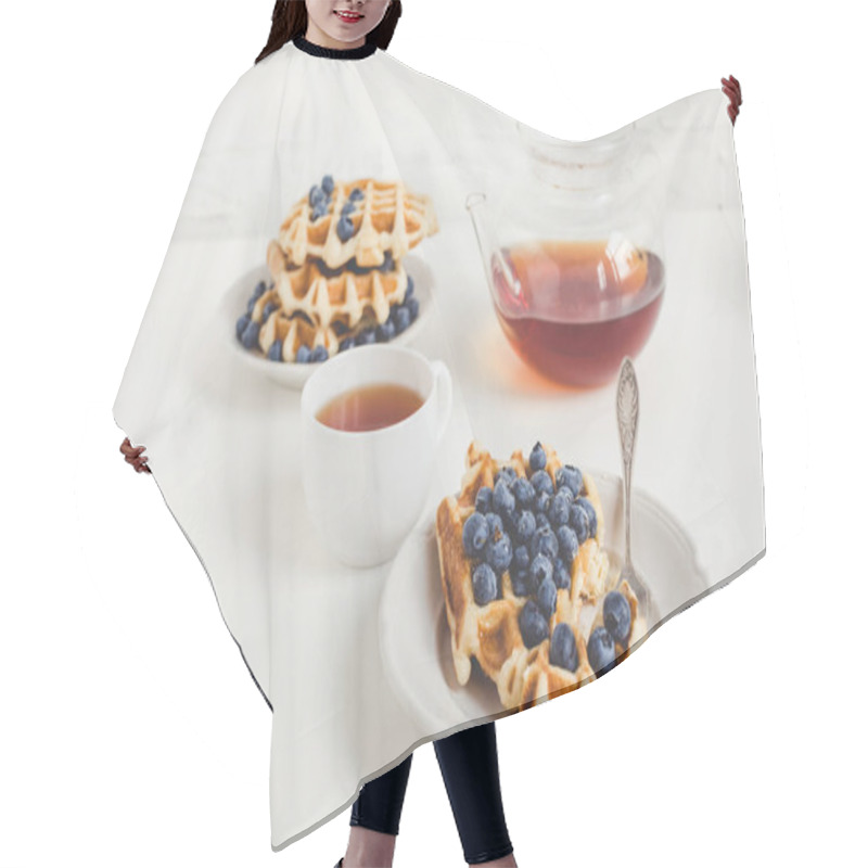 Personality  Waffles With Blueberries And Tea Hair Cutting Cape