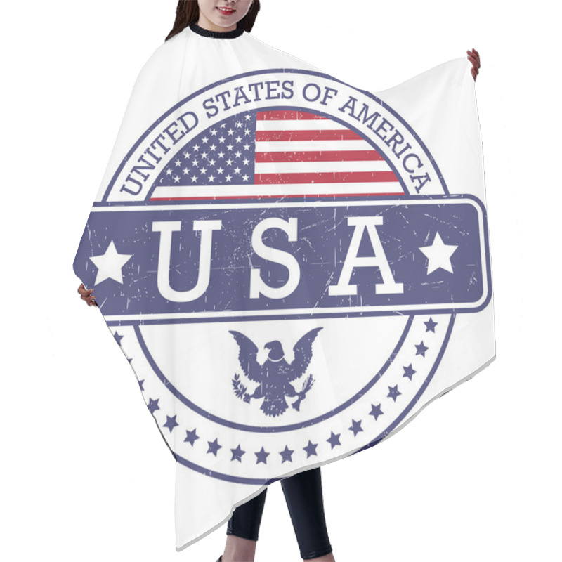 Personality  Grunge Round Stamp Of United States Of America - USA Hair Cutting Cape