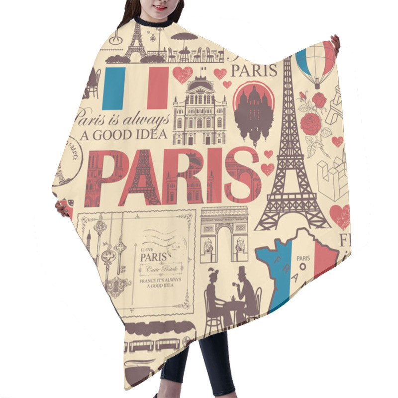 Personality  Seamless Background On Theme Of France And Paris Hair Cutting Cape