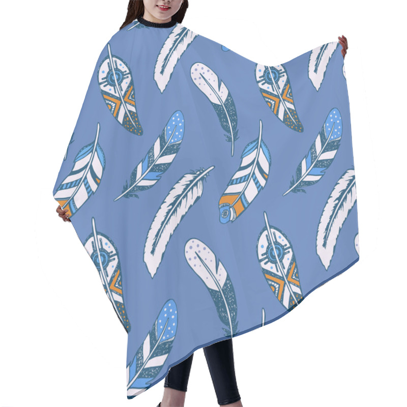 Personality  Seamless Ethnic Pattern With Feathers Hair Cutting Cape