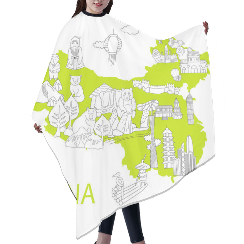 Personality  Cartoon Map Of China Hair Cutting Cape