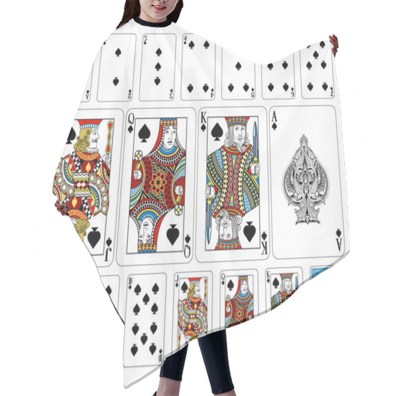 Personality  Bridge Size Spade Playing Cards Plus Reverse Hair Cutting Cape