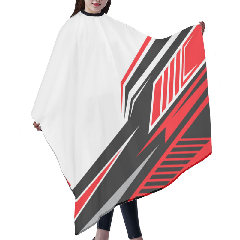 Personality  Red And Black Geometric Abstract Lines For Racing Style Car Wrap Sticker Hair Cutting Cape