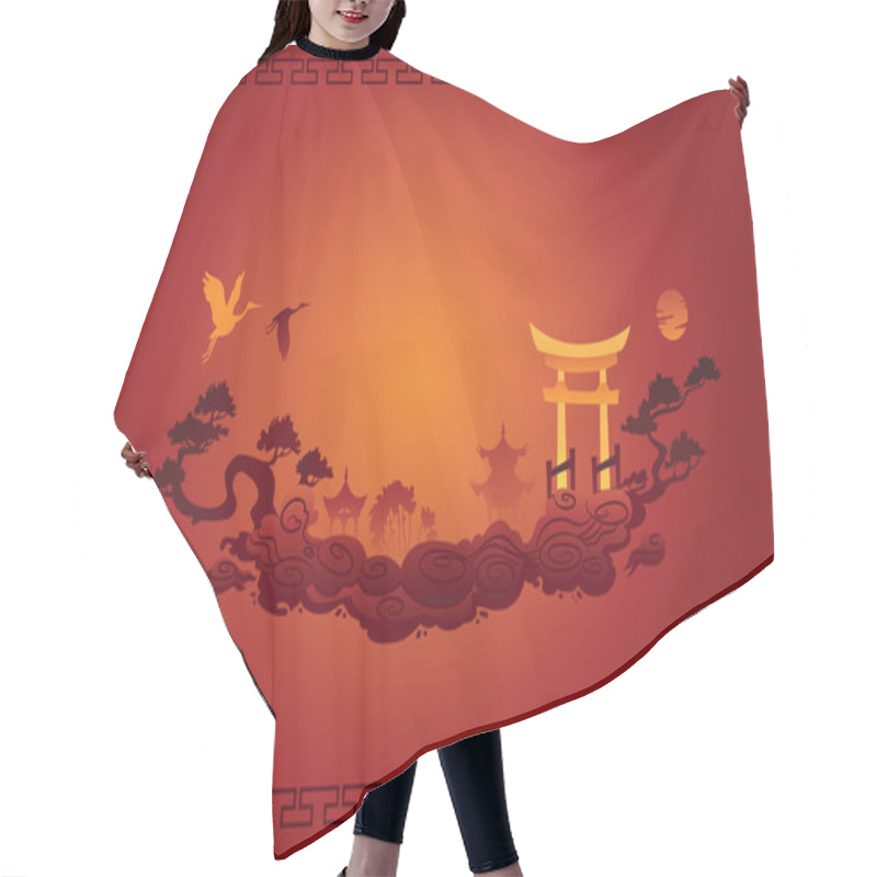 Personality  Abstract Illustration Of Chinese Background Hair Cutting Cape