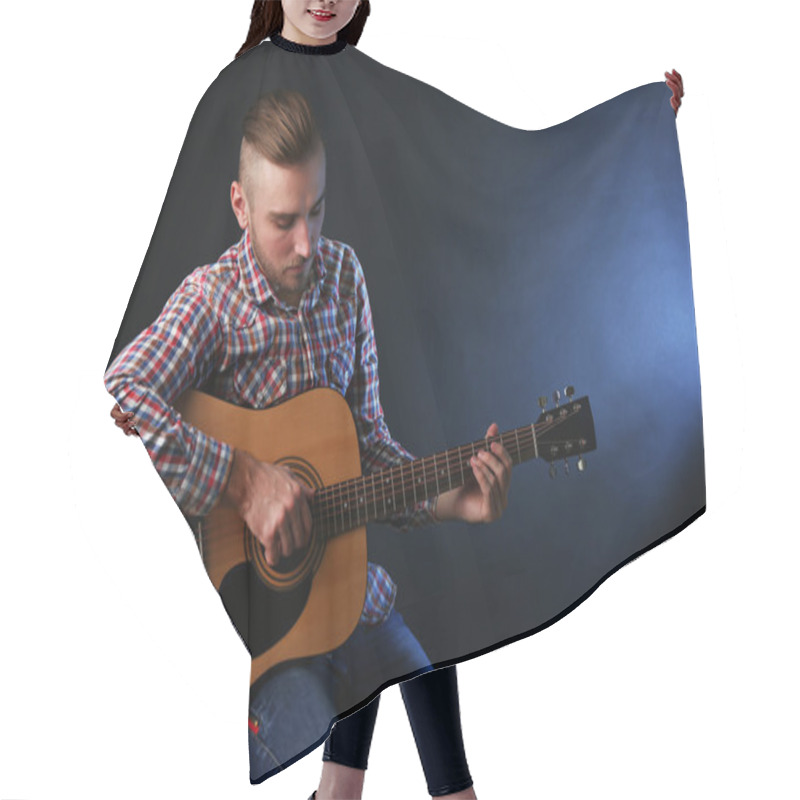 Personality  Young Man Playing Guitar Hair Cutting Cape