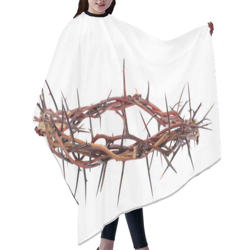 Personality  Crown Made Of Thorns Isolated On White Background Hair Cutting Cape