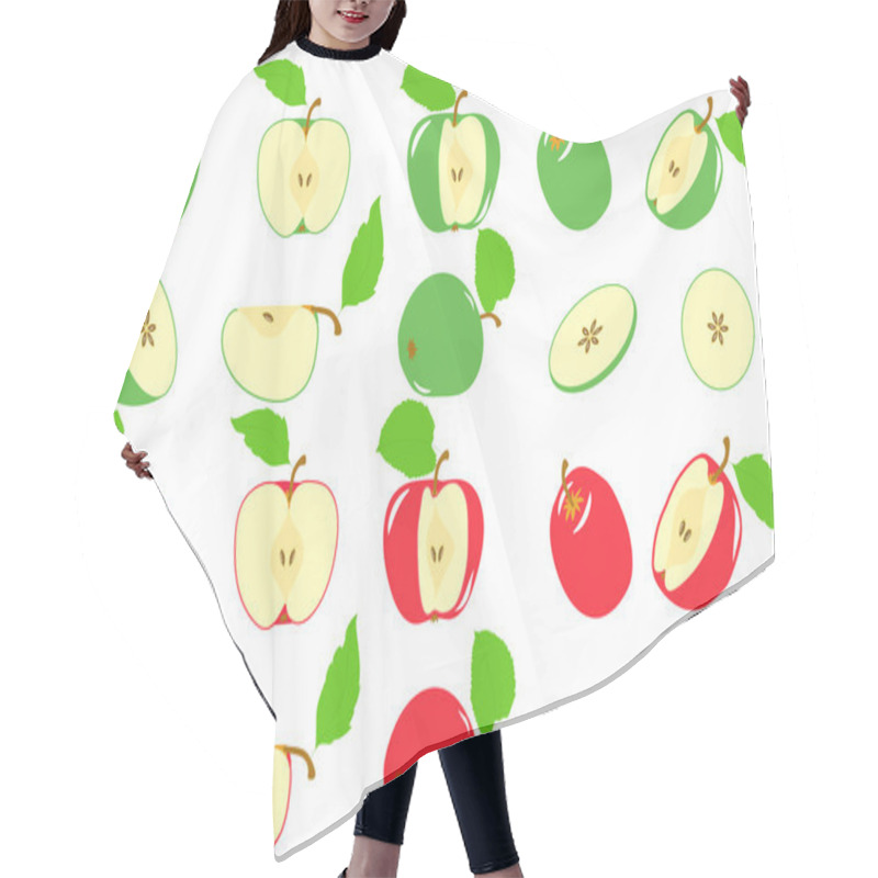 Personality  Green And Red Apples Slices, Collection Of Vector Illustrations On A Transparent Background Hair Cutting Cape