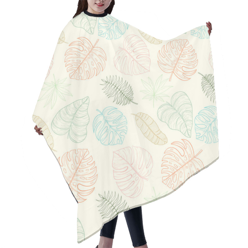 Personality  Seamless Tropical Palm Leaves Pattern Hair Cutting Cape