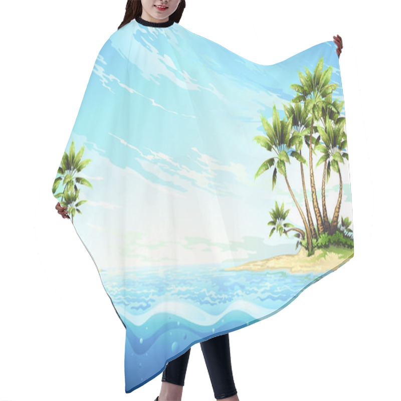 Personality  Tropical Island With Palm Hair Cutting Cape